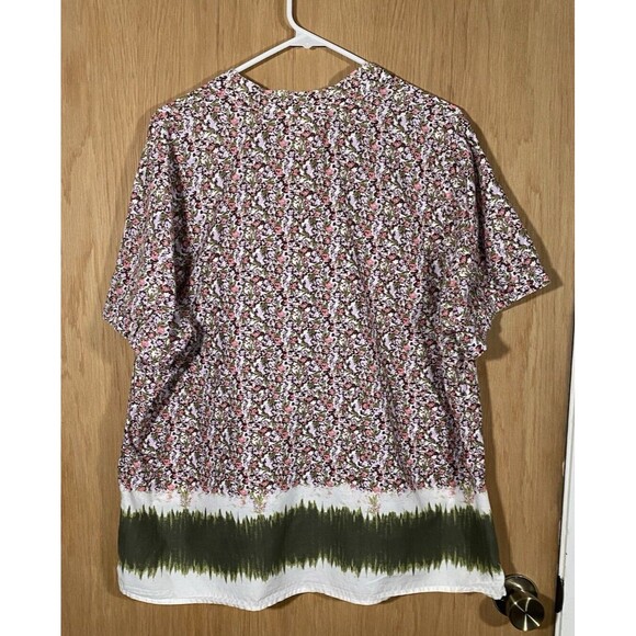 Cj Banks Women's Plus Sz 2X Loop Button Down Shirt Floral Boho Summer Cotton - Picture 2 of 7